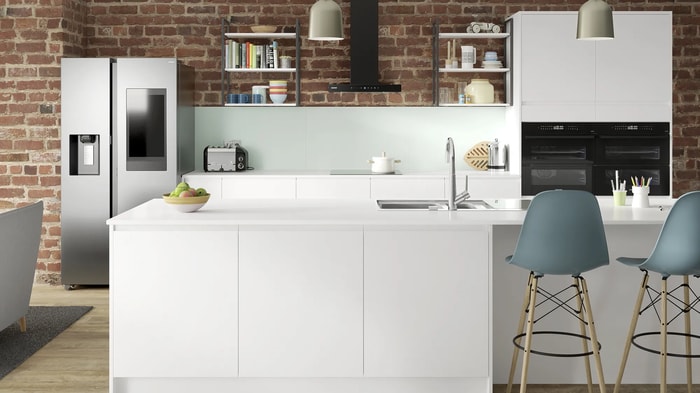 Camden White Kitchen with an island