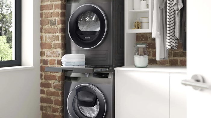Camden White units being used in a utility room