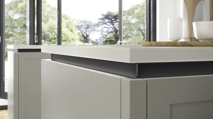 Black rail in an Intelliga Chester Grey Kitchen