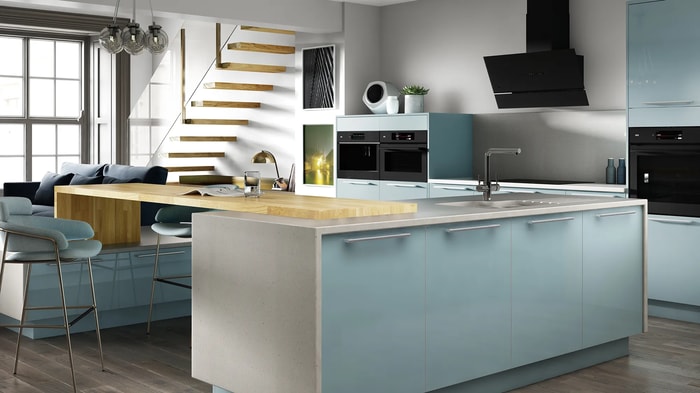 Esker Azure Kitchen with an integrated oven