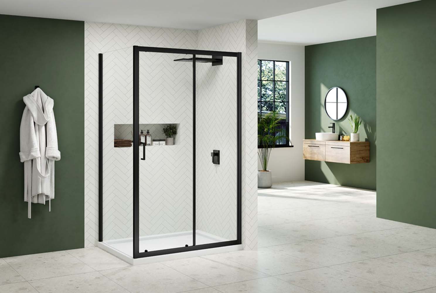 Nexa By MERLYN 6mm Framed Black Sliding Door