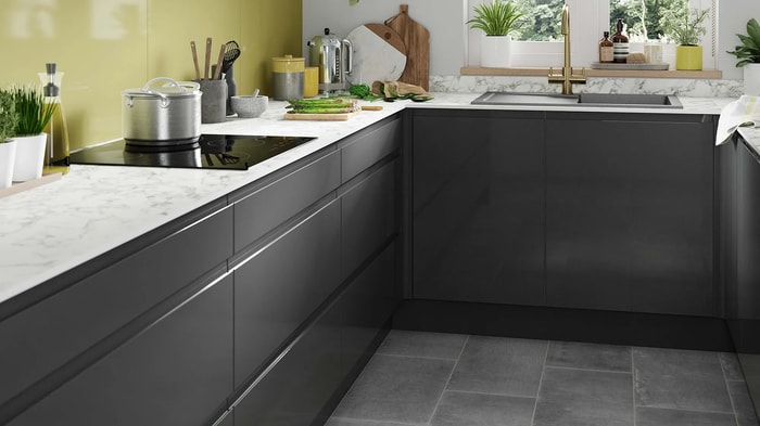 Kitchen units in a Madison Dark Grey Kitchen
