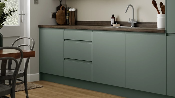 Kitchen units in a Madison Reed Green Kitchen