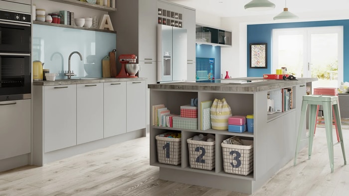 Melrose Dove Grey Kitchen with an island