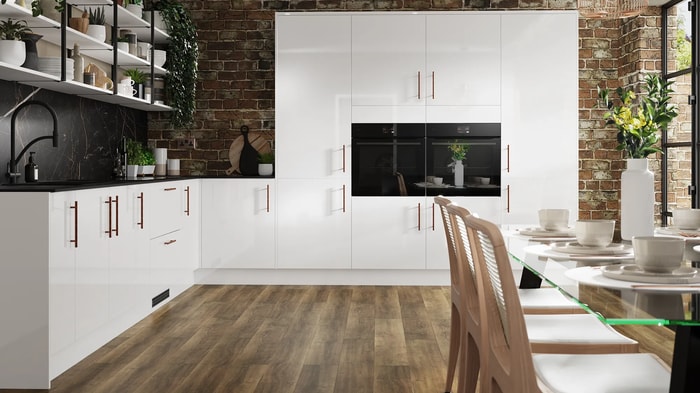 Melrose White Kitchen with integrated appliances