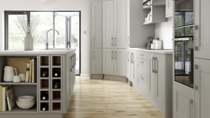 Milton Grey Kitchen with a wine rack