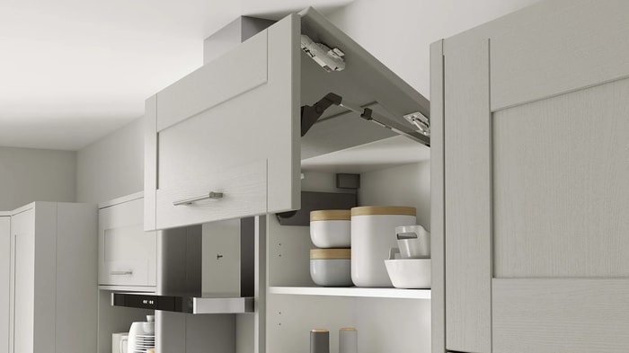 Aventos unit in a Milton Grey Kitchen