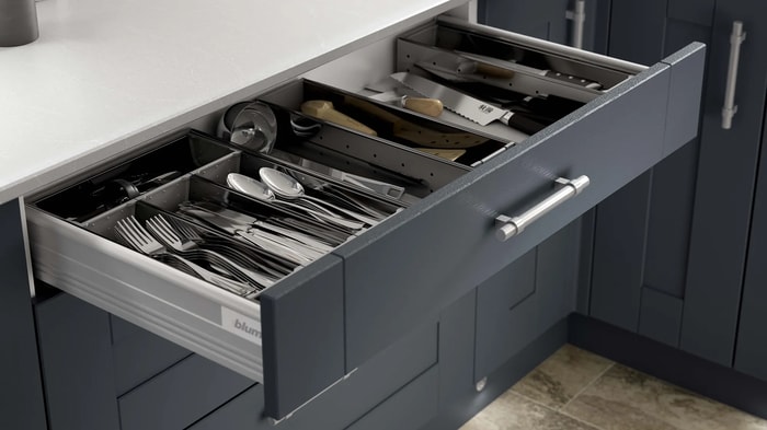 Cutlery tray in a Milton Midnight Kitchen