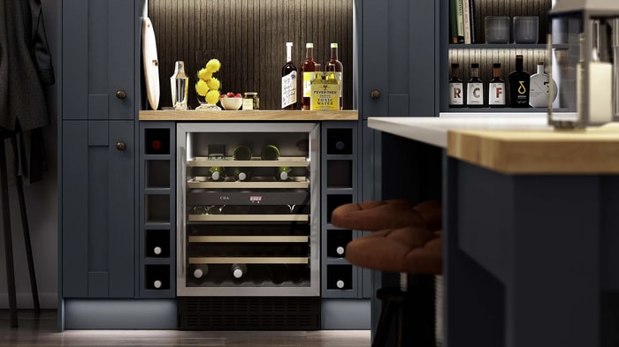 Wine rack in a Milton Midnight Kitchen