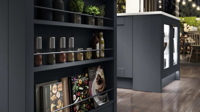 Spice rack in a Milton Midnight Kitchen