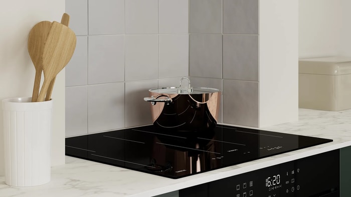 Induction hob in an Ohio Forest Green Kitchen