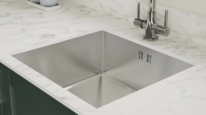 Sink and tap in an Ohio Forest Green Kitchen