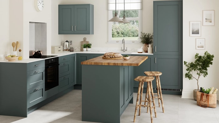 Ohio Forest Green Kitchen with an island
