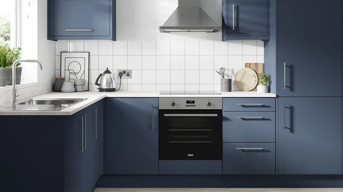 Orlando Marine Blue Kitchen with integrated oven, induction hob and hood