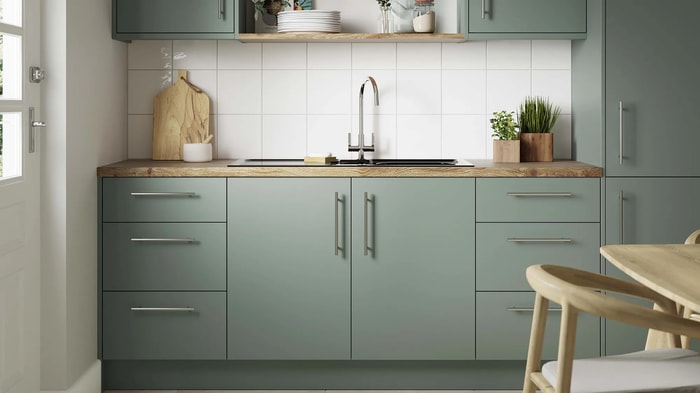 Orlando Reed Green Kitchen with white tiles