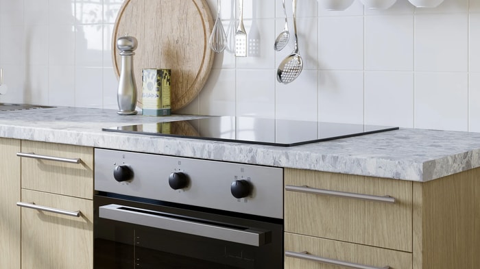 Oven and hob in an Orlando Scandi Oak Kitchen