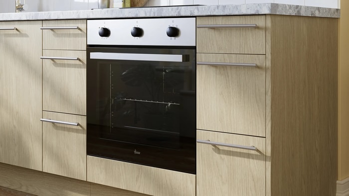 Integrated oven in an Orlando Scandi Oak Kitchen