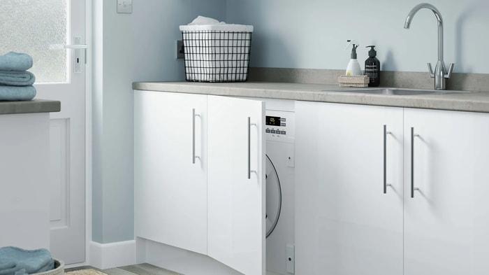 White Orlando Kitchen units being used in a utility room