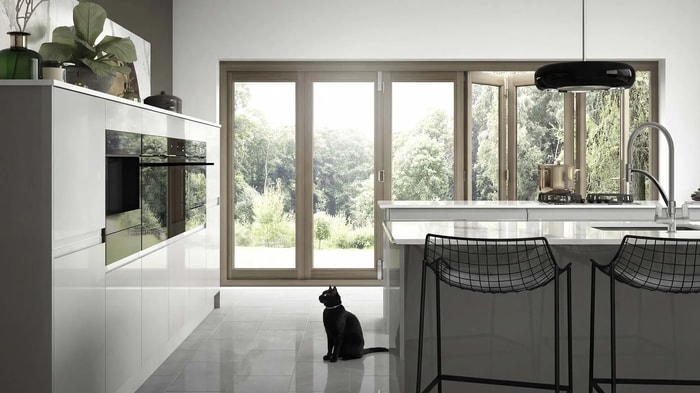 Sofia Pewter Kitchen overlooking a garden