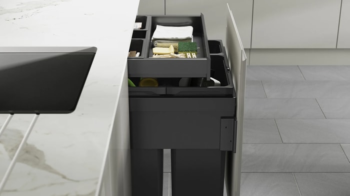 Recycling bin in a Sofia Pewter Kitchen