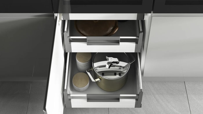 Storage space in a Sofia Pewter Kitchen