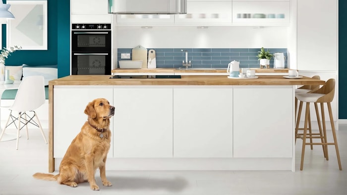 Integrated ovens in a Sofia White Kitchen